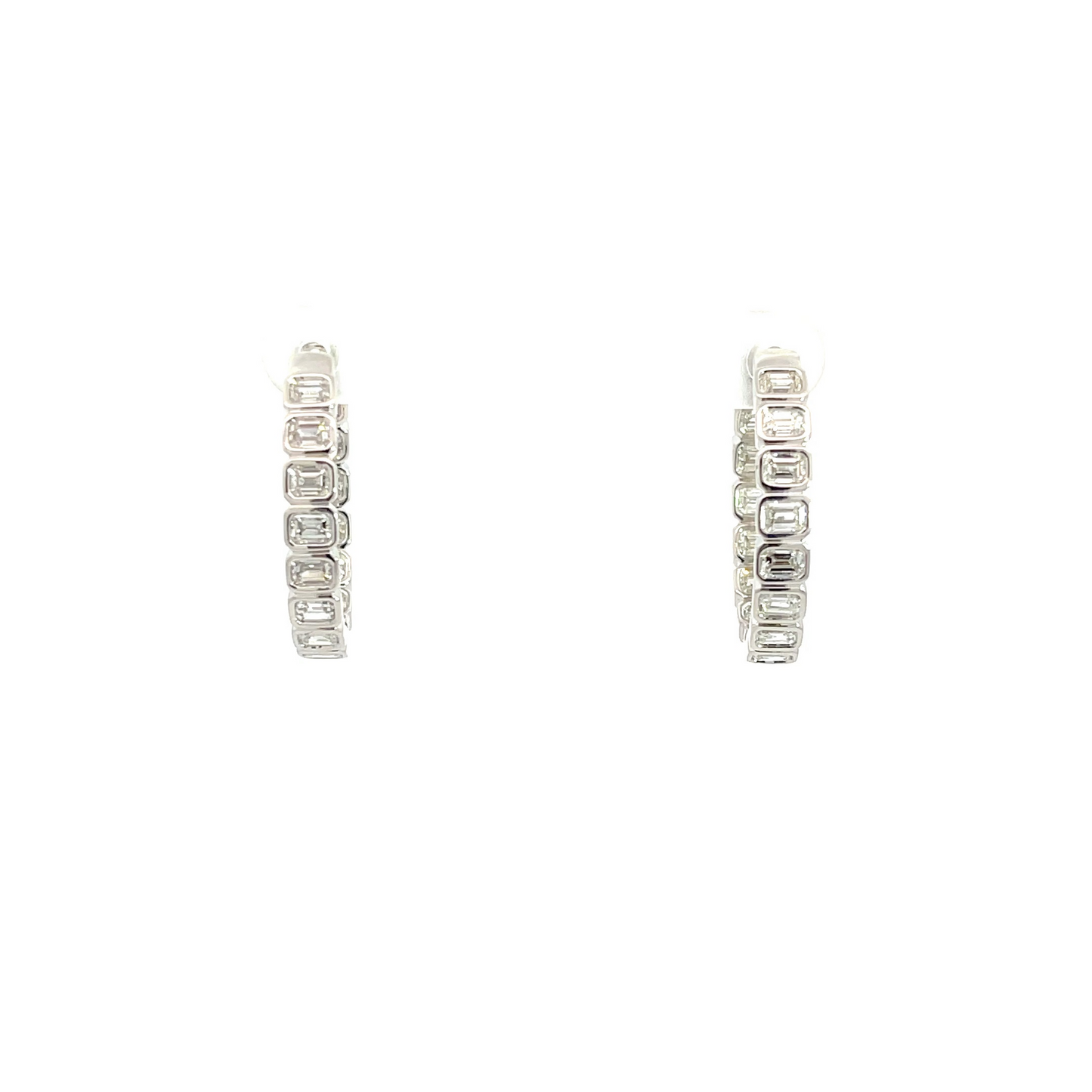 18KW EM CUT DIA 2.93CT HOOP EARRINGS