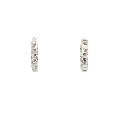 18KW EM CUT DIA 2.93CT HOOP EARRINGS