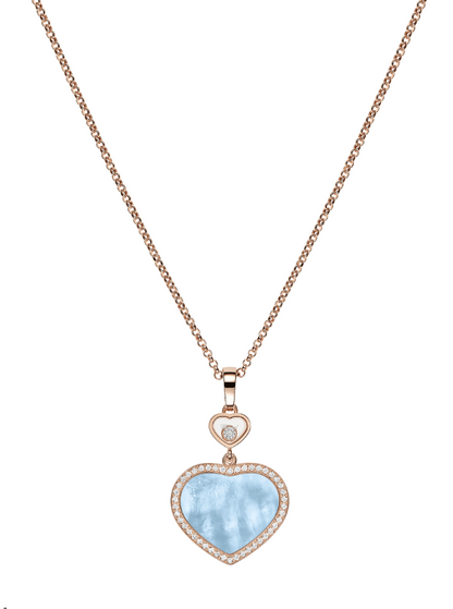 18KR HAPPY HEARTS TURQUOISE MOP & DIAMOND PENDANT