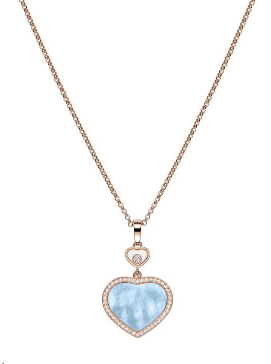 18KR HAPPY HEARTS TURQUOISE MOP & DIAMOND PENDANT