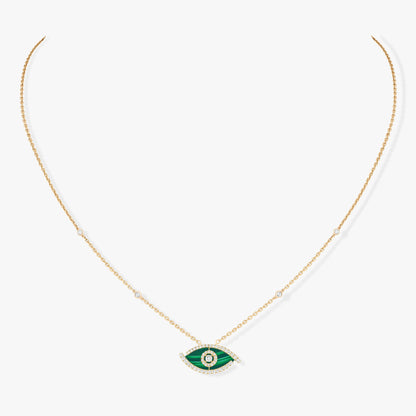 18KY & MALACHITE LUCKY EYE NECKLACE