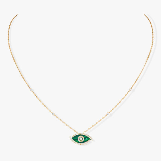 18KY & MALACHITE LUCKY EYE NECKLACE