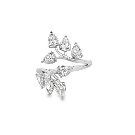 18KW PEAR SHAPE DIAMOND BYPASS RING