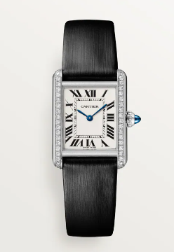 SS SMALL TANK MUST DIAMOND CASE BLACK CALFSKIN STRAP