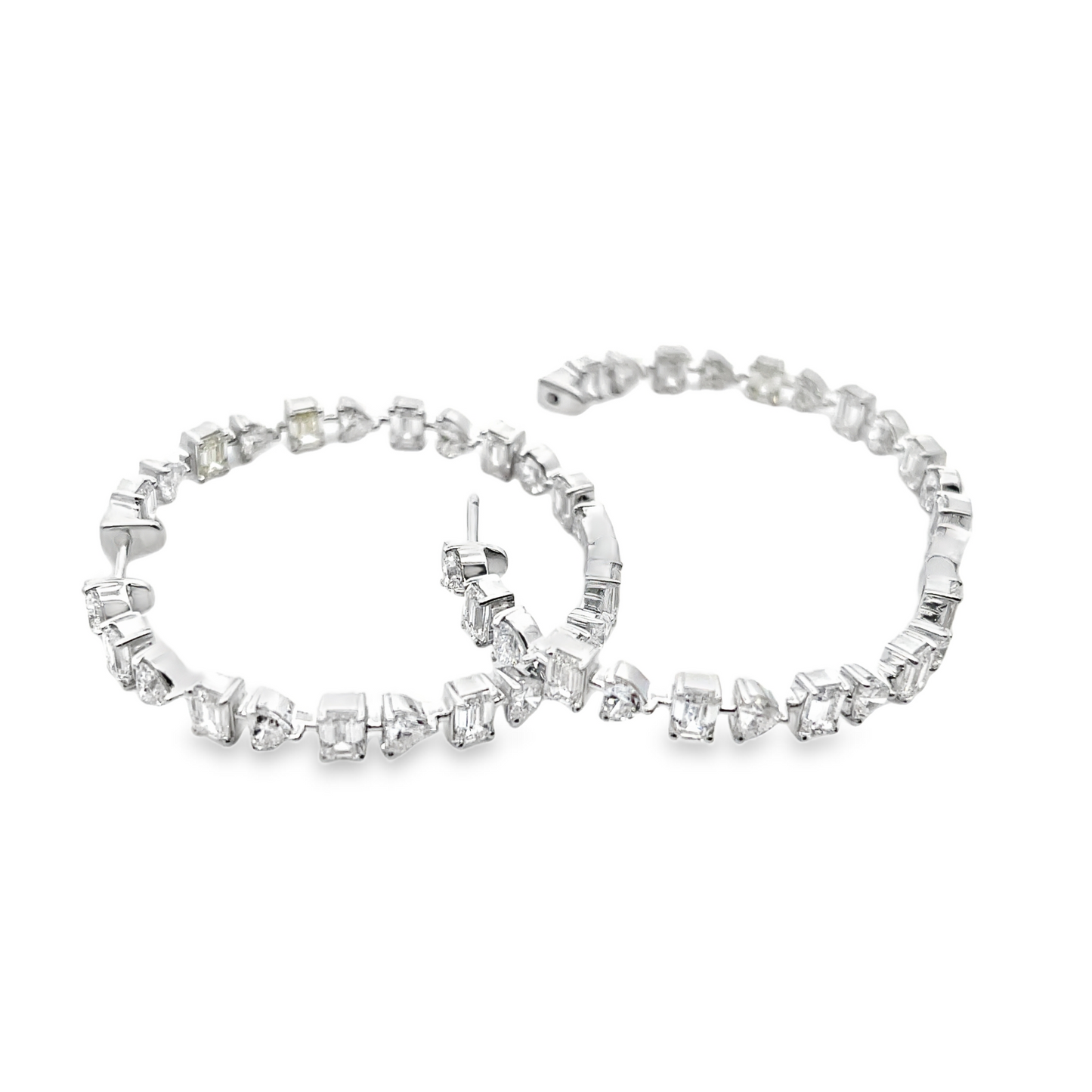 18KW FANCY SHAPE DIAMOND HOOP EARRINGS