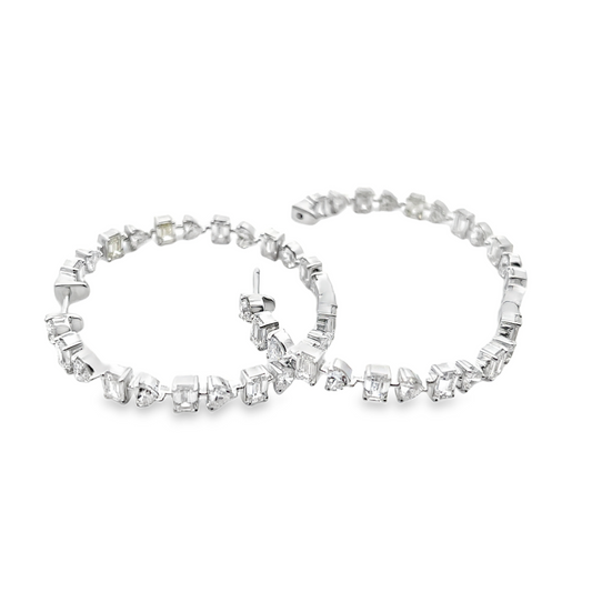 18KW FANCY SHAPE DIAMOND HOOP EARRINGS