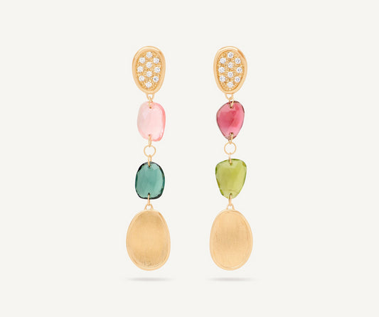 18KY LUNARIA TOURMALINE AND DIAMOND DROP EARRINGS