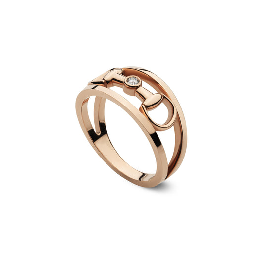 18KR HORSEBIT RING W/DIAMOND