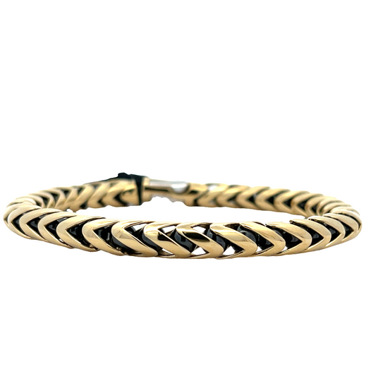 ZANCAN 18KY AND BLACK CERAMIC LINK BRACELET