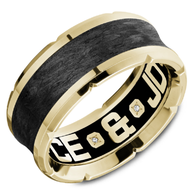 18KY SANDPAPER CARBON FIBER CENTER & HIGH POLISH BEVEL EDGE BAND