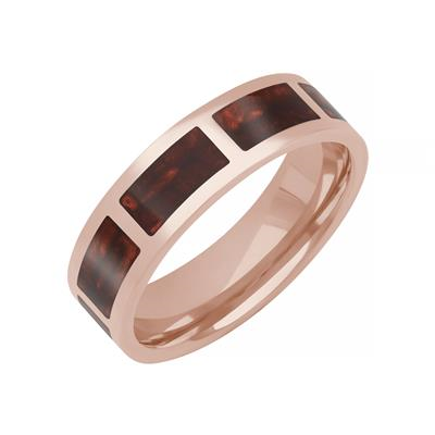6MM 14KR & PEARL RED CERAMIC BAND
