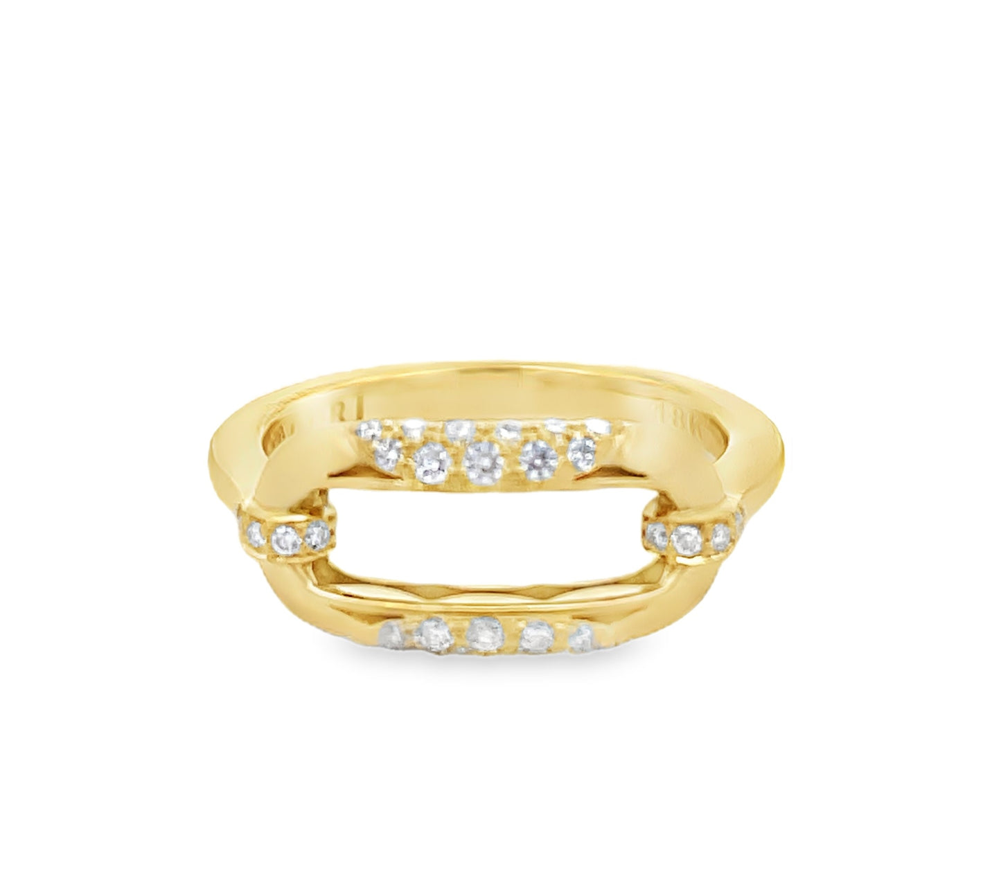 18KY CRESCENT ECLIPSE LINK DIAMOND RING