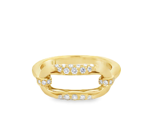 18KY CRESCENT ECLIPSE LINK DIAMOND RING