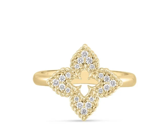 18KY VENETIAN PRINCESS PAVE DIAMOND SMALL FLOWER RING