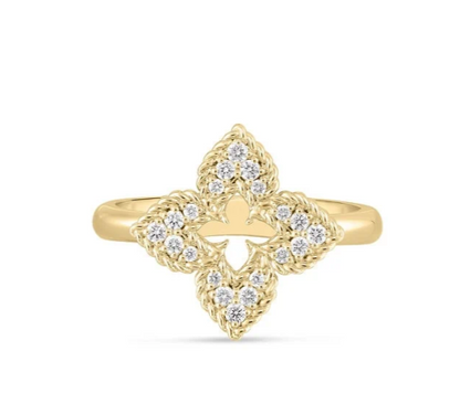 18KY VENETIAN PRINCESS PAVE DIAMOND SMALL FLOWER RING