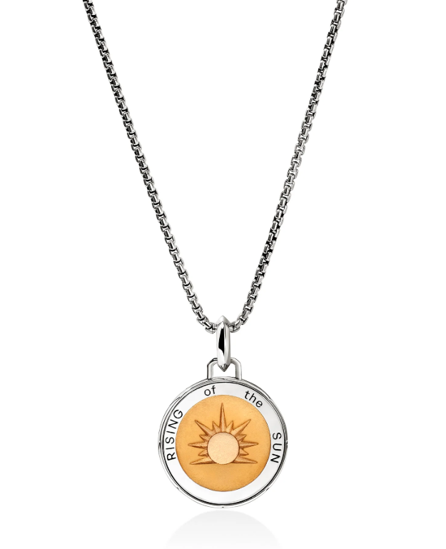 SS AND ENAMEL SUN TALISMAN NECKLACE