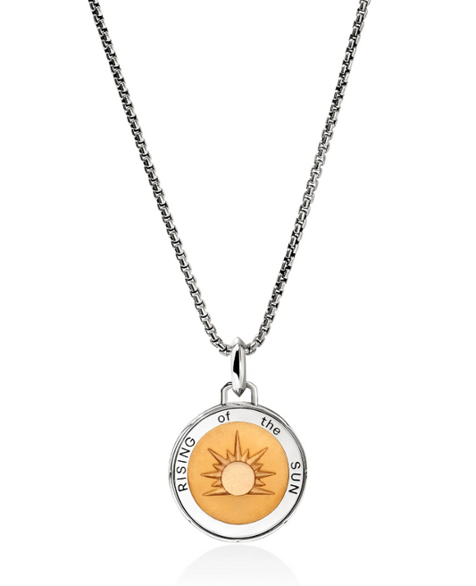 SS AND ENAMEL SUN TALISMAN NECKLACE