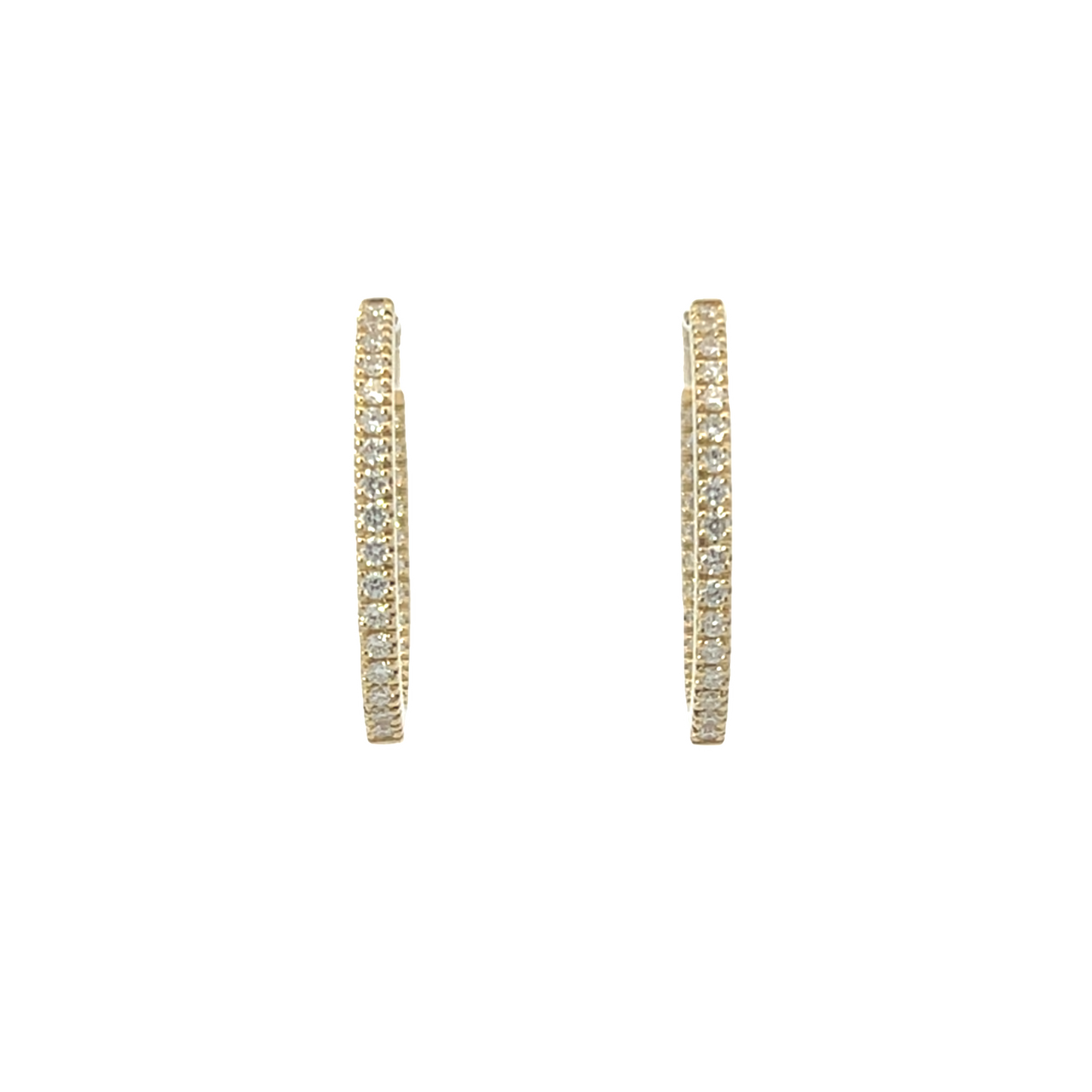 18KY DIAMOND OVAL HOOP EARRINGS