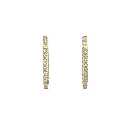 18KY DIAMOND OVAL HOOP EARRINGS