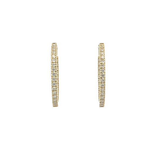 18KY DIAMOND OVAL HOOP EARRINGS