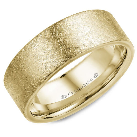 18KY 8MM BRUSHED FINISH BAND