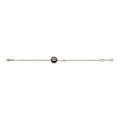 18KY ONYX AND DIAMOND INTERLOCKING G BRACELET
