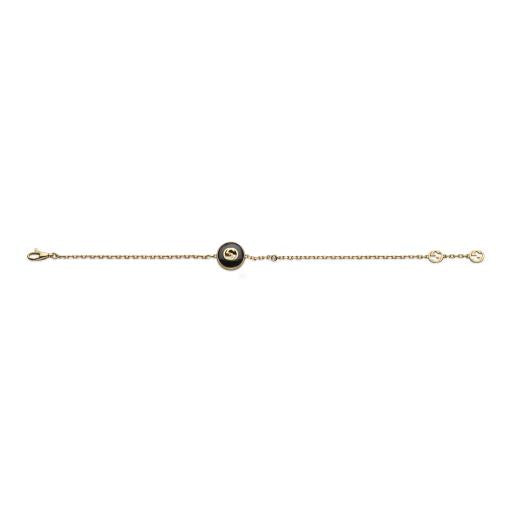 18KY ONYX AND DIAMOND INTERLOCKING G BRACELET