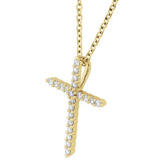 18KY DIAMOND CROSS PENDANT ON CHAIN