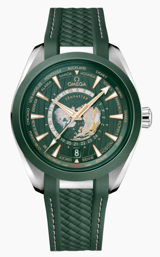 43MM SS SEAMASTER AQUATERRA WORLD TIMER GREEN DIAL