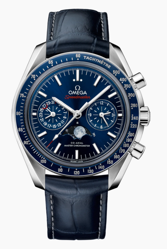 44.25MM  SS SPEEDMASTER MOONPHASE BLUE DIAL AND STRAP