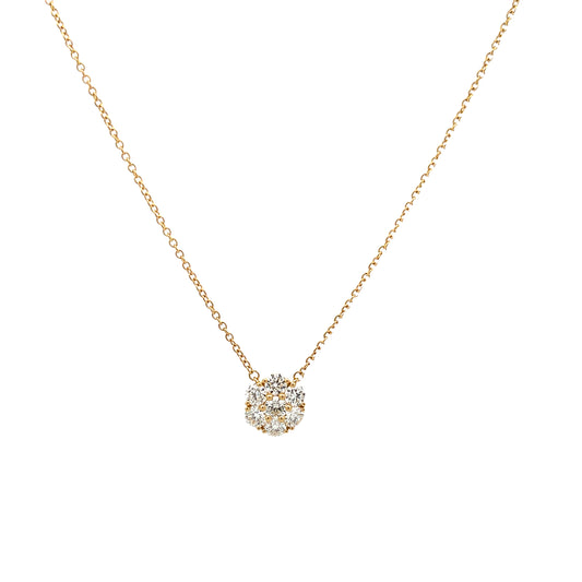 18KY DIAMOND FLOWER CLUSTER PENDANT