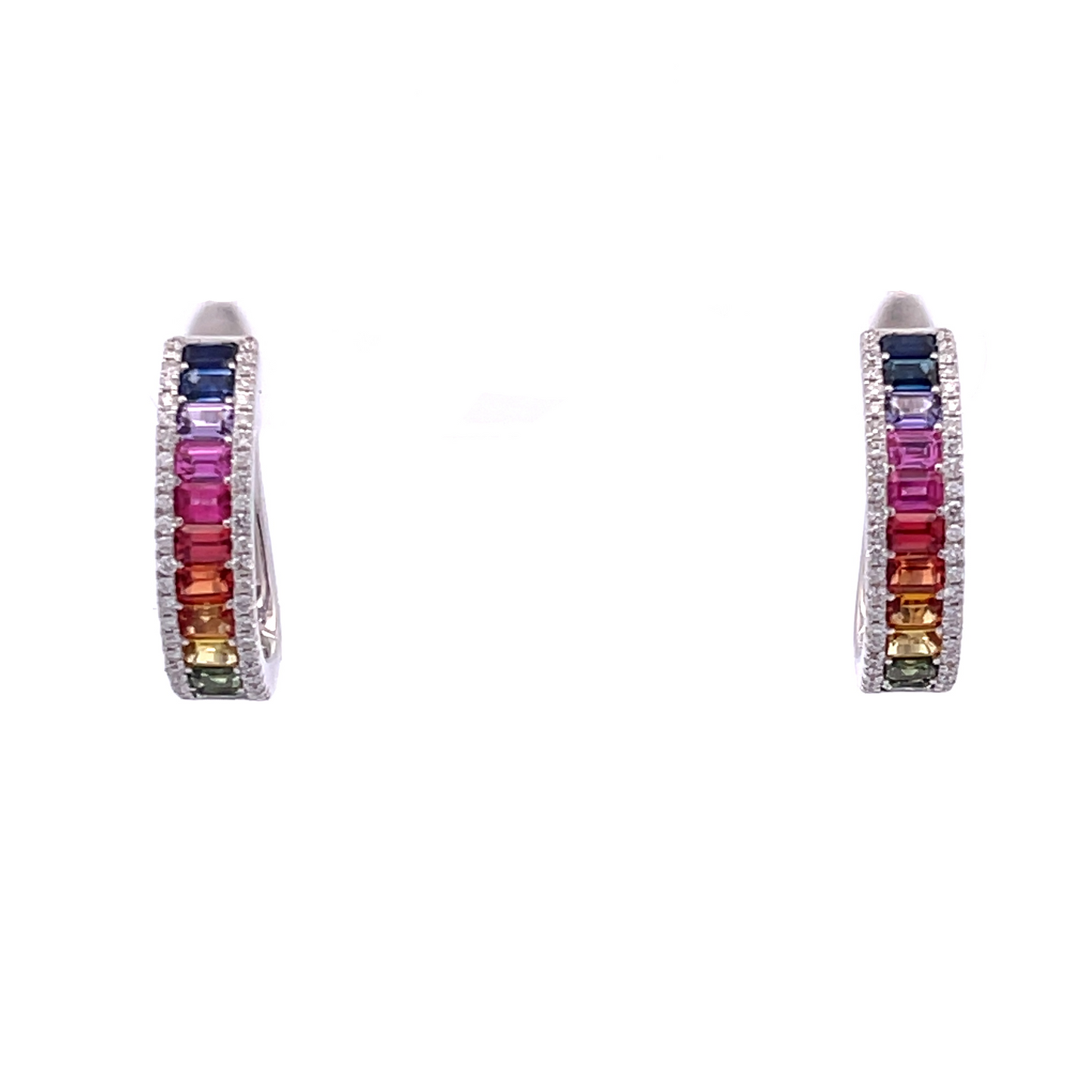 18KW MULTI COLOR SAPPHIRE HOOP EARRINGS