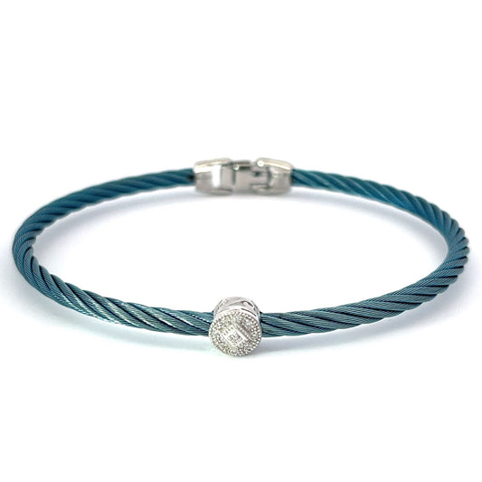 CARIBBEAN BLUE CABLE DIAMOND BANGLE