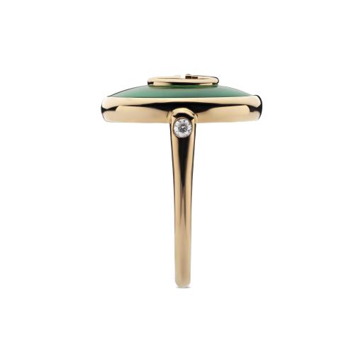 18KP GUCCI INTERLOCKING GREEN AGATE RING