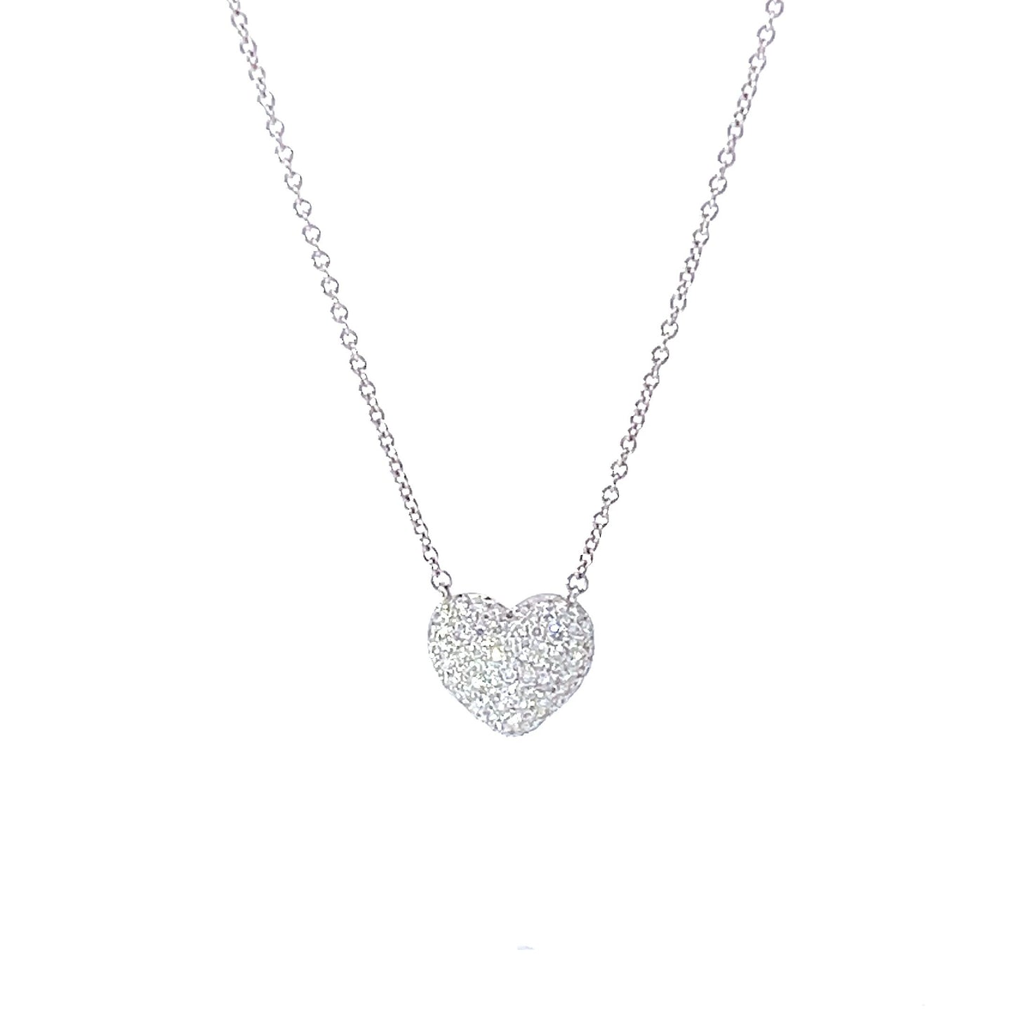 18KW DIA PAVE HEART NECK .50TWT