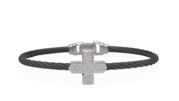 BLK CABLE CROSS BANGLE