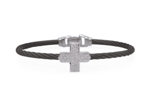 BLK CABLE CROSS BANGLE