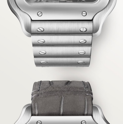 40.2MM SANTOS DE CARTIER DUAL TIME WITH EXTRA GRAY ALLIGATOR STRAP
