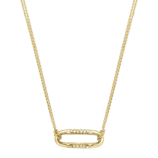 18KY CRESCENT ECLIPSE DIAMOND LINK NECKLACE