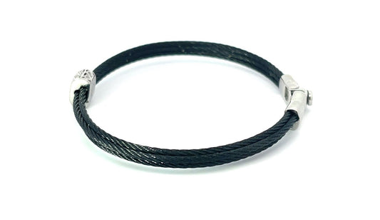 BLK CABLE BANGLE W/DIA STATION