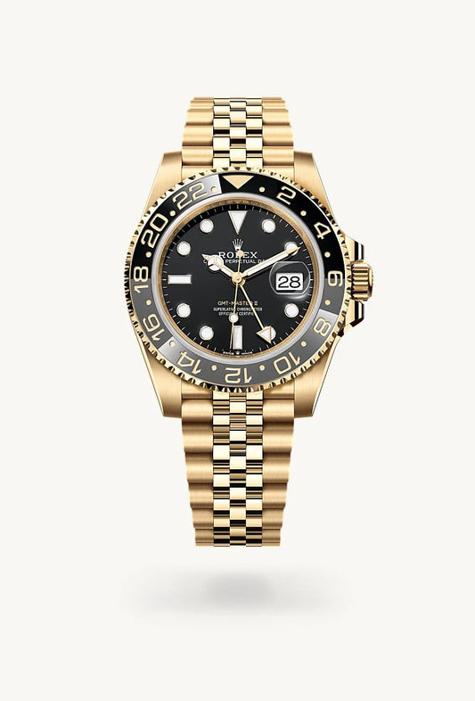 rolex GMT-Master II in 18 kt yellow gold, M126718GRNR-0001 - Weston Jewelers