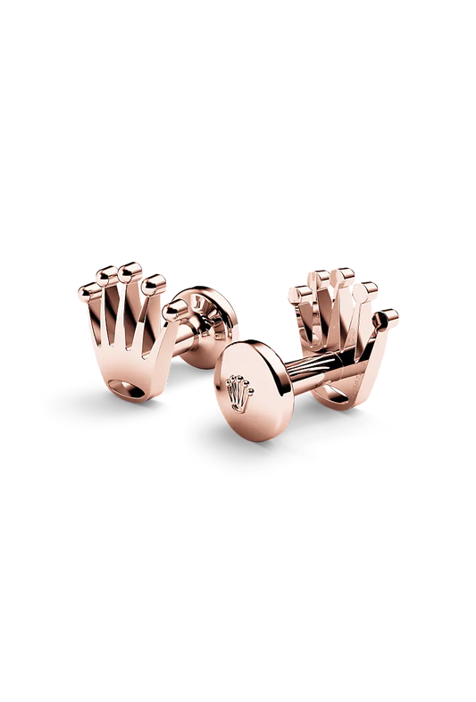 Rolex ‘Crown’ cufflinks Everose gold A1015 at Weston Jewelers