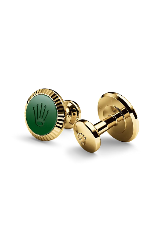 Rolex ‘Fluted’ cufflinks Yellow gold and ceramic A1038 at Weston Jewelers