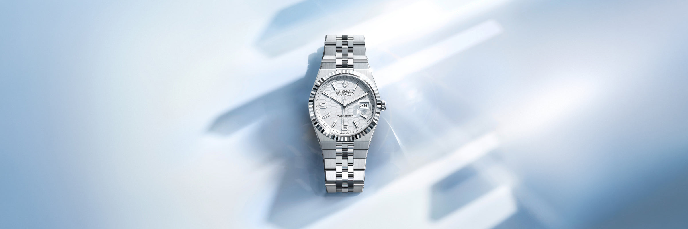 Rolex Land-Dweller in White Rolesor - combination of Oystersteel and white gold, M127334-0001 - Weston Jewelers