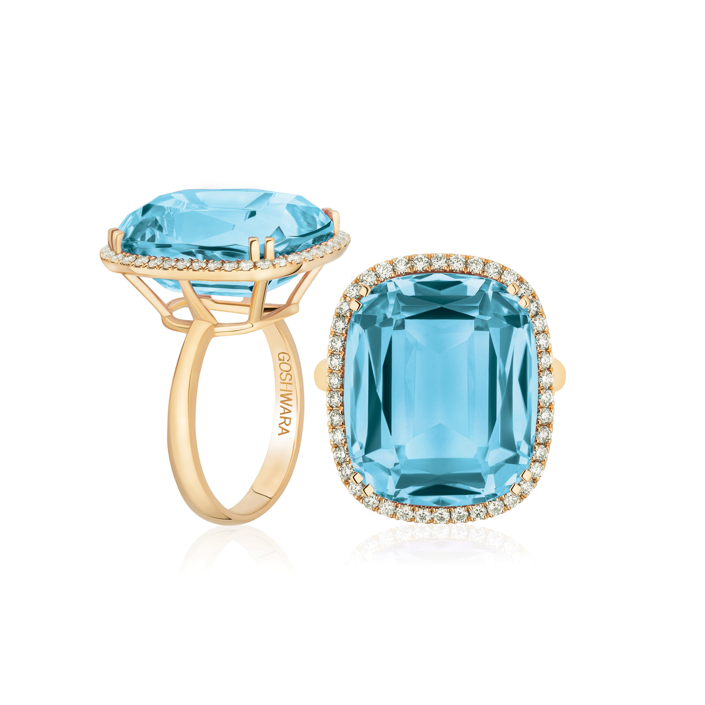 GOSHWARA 18KY CUSHION CUT COCKTAIL RING