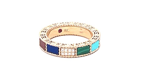 A yellow gold ring by Roberto Coin with a number of different gemstones, available at Weston Jewelers.